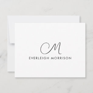 Modern stationeri i elegant Script Monogram Anteckningskort