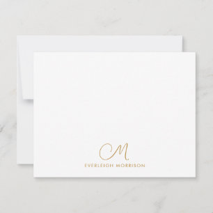 Modern stationeri i Guld Script Monogram Anteckningskort