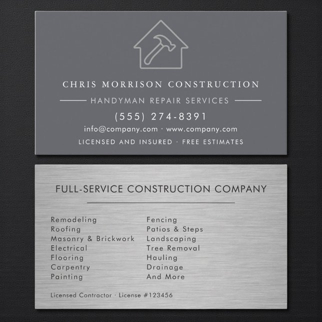 Modern Steel Industrial Handyman Construction Visitkort (Skapare uppladdad)
