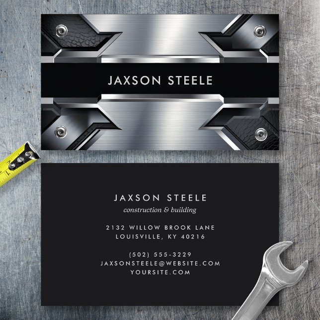 Modern Steel Industrial Rivet Metall Visitkort (Skapare uppladdad)