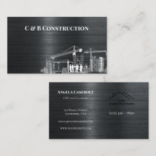 Modern Steel Metall Background Construction Compan Visitkort
