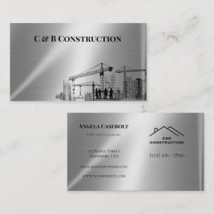 Modern Steel Metall Background Construction Compan Visitkort