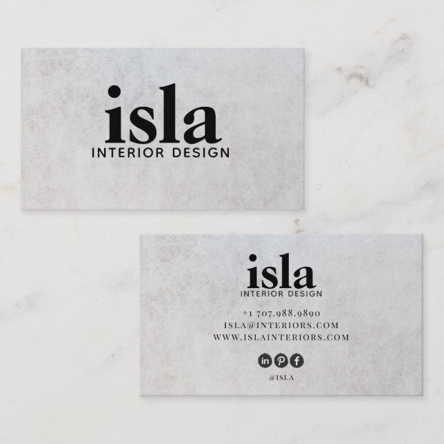Modern stentryktur inredningsdesigner visitkort (Fram/baksida)