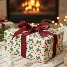 Modern Sticka Julgranar Grönt och Röd Presentpapper