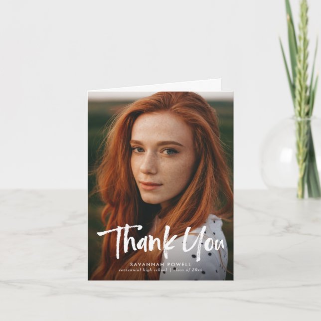 Modern stil, enkelt 3 foto-Studenten-format Tack Kort (Framsida)