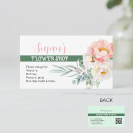 Modern Stil Flower Shop-Affärskort med Peony Visitkort