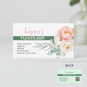 Modern Stil Flower Shop-Affärskort med Peony Visitkort