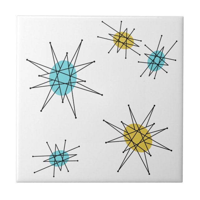 Modern stil för mitt- århundrade, atom- Starburst Kakelplatta (Framsidan)