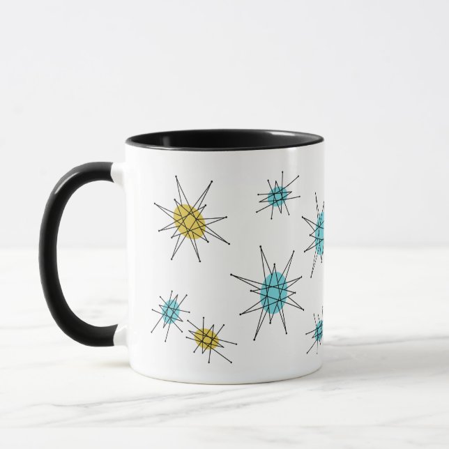 Modern stil för mitt- århundrade, atom- Starburst Mugg (Vänster)