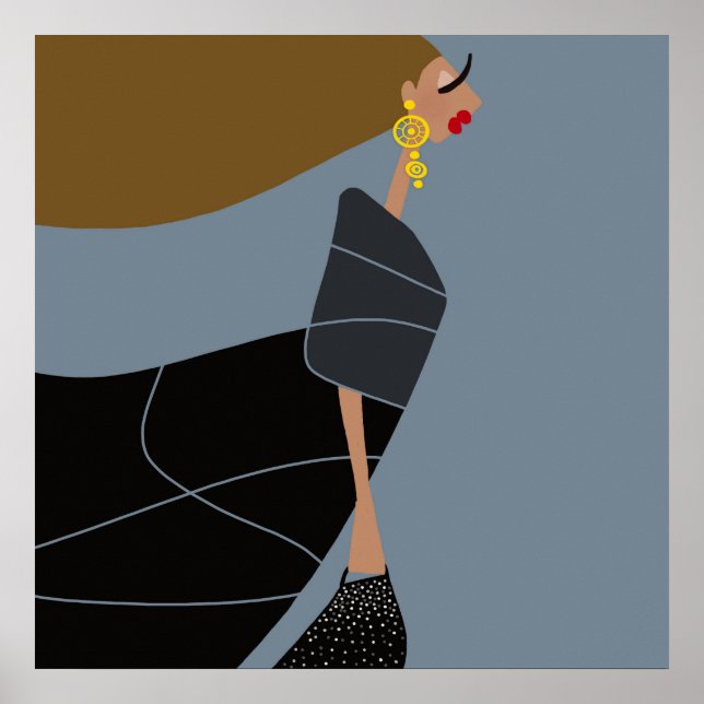 Modern Stil Glamourös Mode Konst Poster Miss Jazzy (Framsidan)