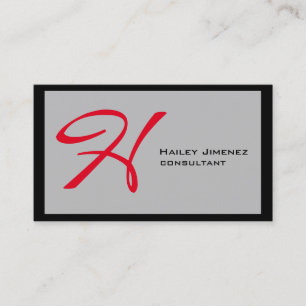 Modern Stil Grått Black Red Monogram-Professionell Visitkort