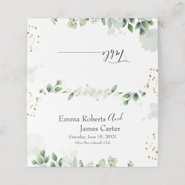 Modern stil Greenery Place Cards Placeringskort (Utvändigt utvikt)