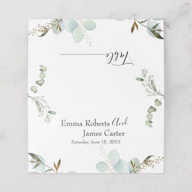 Modern stil Greenery Place Cards Placeringskort (Utvändigt utvikt)