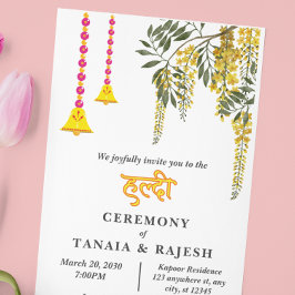 Modern stil  Indisk bröllops Haldi-ceremoni Inbjudningar