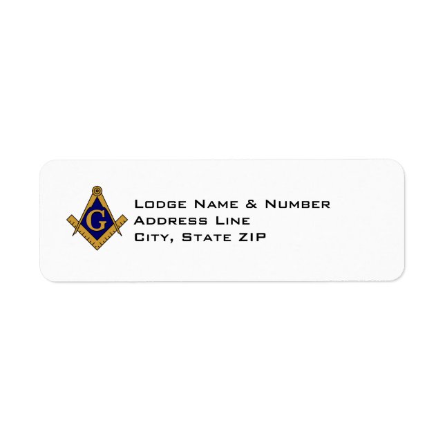 Modern Stil Masonic Lodge Address Label Returadress Etikett (Framsidan)