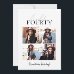 Modern stil och geometrisk 40-årsmultifoto<br><div class="desc">Modern manus och geometrisk fyrtioårsdag med multifoto inbjudan. Geometrisk bakare mönster färg kan ändras.</div>