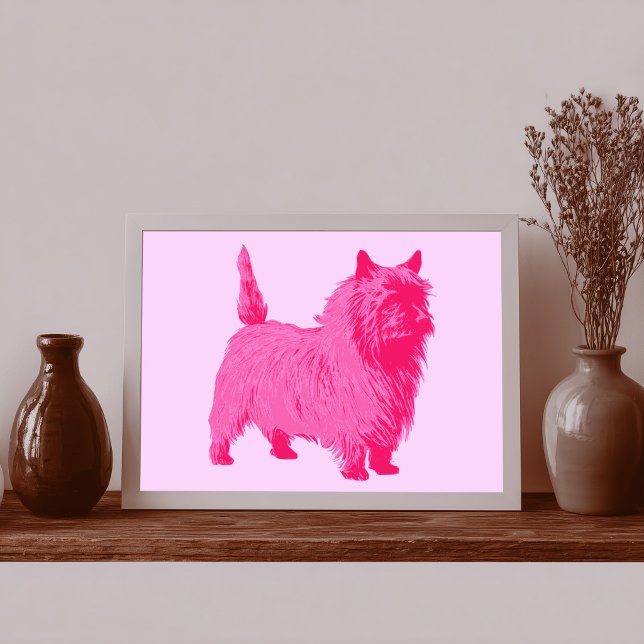 Modern Stil Rosa Cairn Terrier Poster (Modern Style Pink Cairn Terrier Poster)