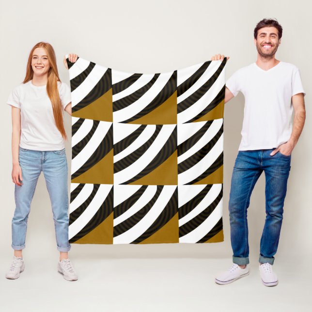 Modern Stil Svart Brun Vit Randigt Mönster Fleecefilt (På plats)