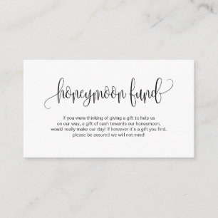 Modern stil, svart typsnitt, Bröllop Honeymoon Fun Tilläggskort