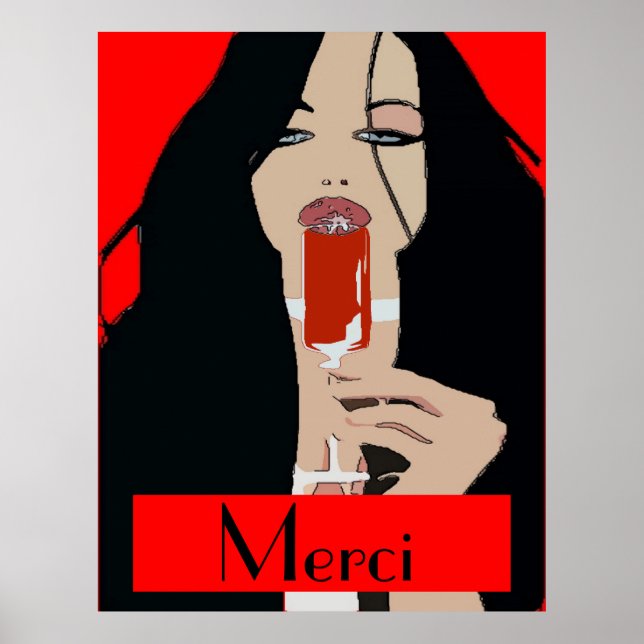 Modern Stil Vin Poster, Merci, redigera text Poster (Framsidan)