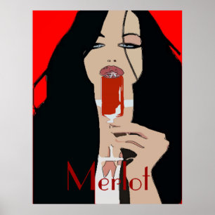 Modern Stil Vin Poster, Merlot Poster