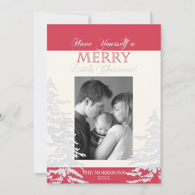 Modern Stil White Julgranar-fotokort Julkort (Framsida)