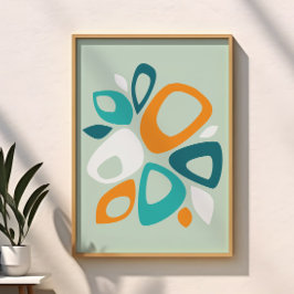 Modern Stilfull Akva Turkos Orange Abstrakt Mönste Poster