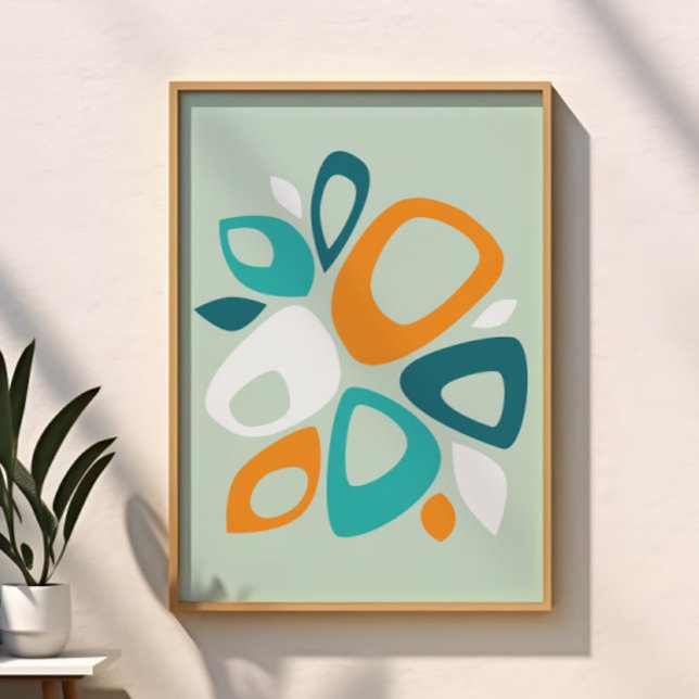 Modern Stilfull Akva Turkos Orange Abstrakt Mönste Poster (Skapare uppladdad)