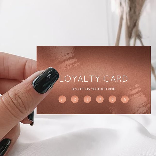 Modern Stilfull Brons Logotyp Kundlojalitet Visitkort (Modern Stylish Bronze Logo Customer Loyalty Business Card)