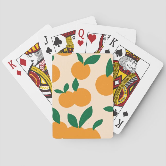 Modern Stilfull Citrusfrukt Apelsinmönster Casinokort (Baksidan)
