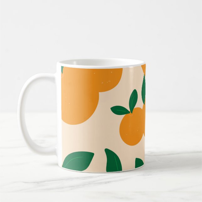 Modern Stilfull Citrusfrukt Apelsinmönster Kaffemugg (Vänster)