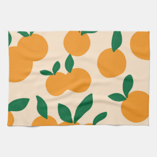 Modern Stilfull Citrusfrukt Apelsinmönster Kökshandduk
