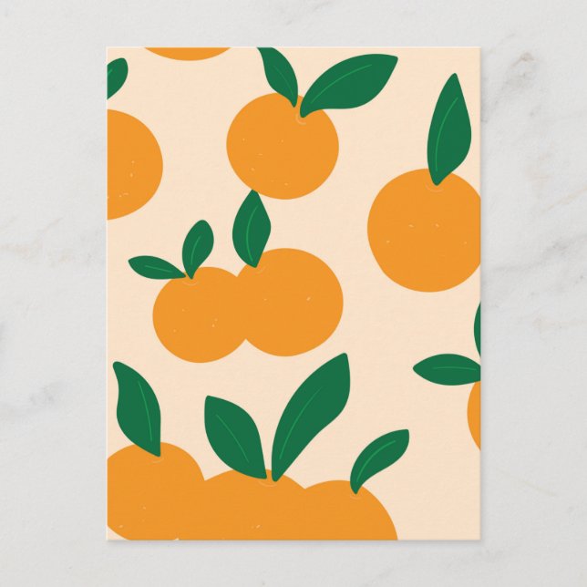 Modern Stilfull Citrusfrukt Apelsinmönster Vykort (Framsida)