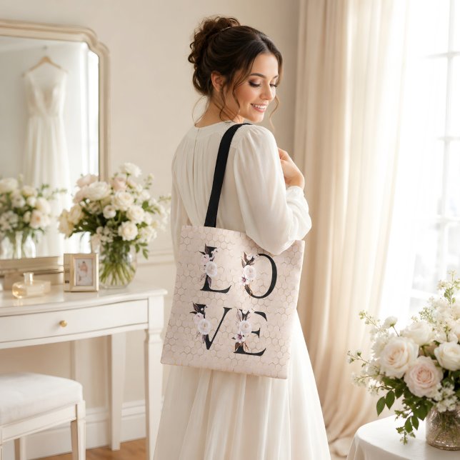 Modern Stilfull Elegant Blommig Kärlek  Tygkasse (Skapare uppladdad)