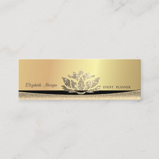 Modern Stilfull Elegant Guld Lotus Mini Visitkort (Framsida)