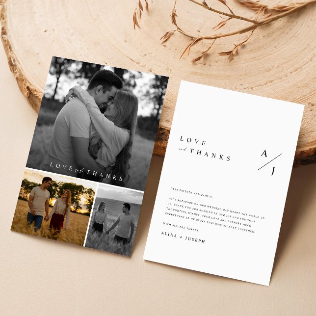 Modern Stilfull Fotocollage Bröllop Tack Kort (Skapare uppladdad)