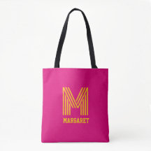 Modern stilfull fuchsia & gul monogram namnbag