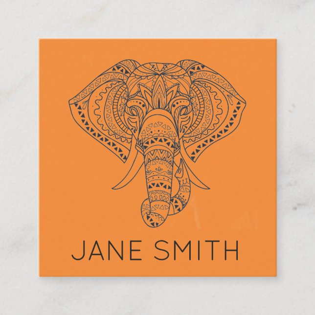 Modern stilfull idérik bransch för elefantdesign fyrkantigt visitkort (Framsida)