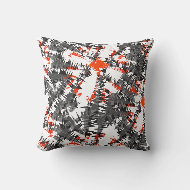 Modern stilfull Ikat abstrakt orange grå Kudde (Framsida)