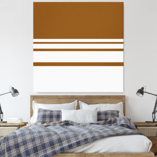 Modern Stilfull Jordnära Brun Vit Gradient Ränder Canvastryck