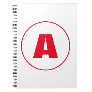 Modern Stilfull Monogram Röd Initial Bokstav Vit Anteckningsbok