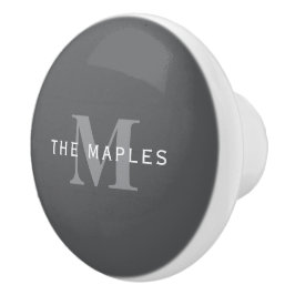 Modern Stilfull Mörkgrå Monogram & Namn Knopp