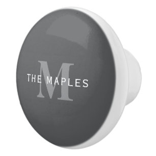 Modern Stilfull Mörkgrå Monogram & Namn Knopp