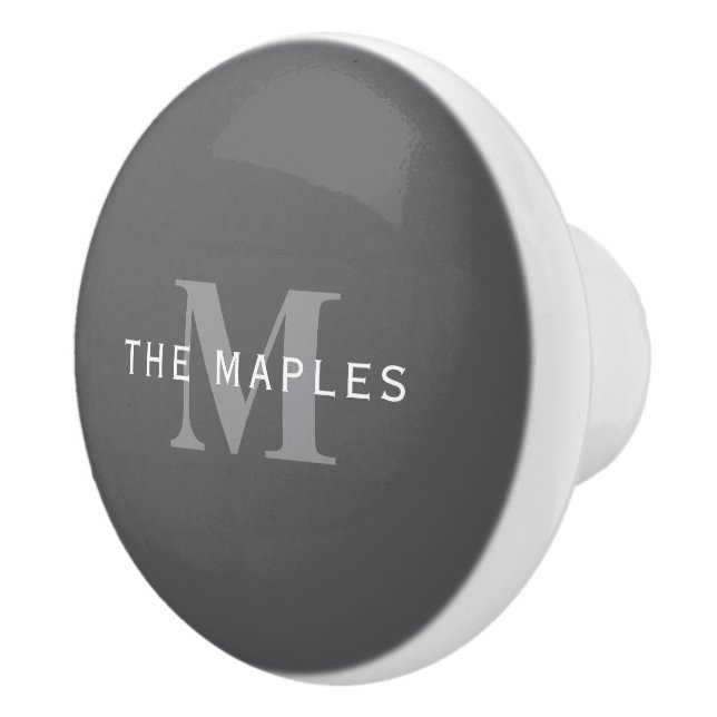 Modern Stilfull Mörkgrå Monogram & Namn Knopp (Höger)