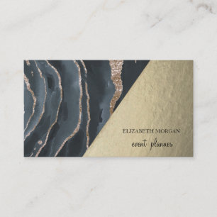 Modern Stilfull Svart Marmor med Guld, Geometrisk Visitkort