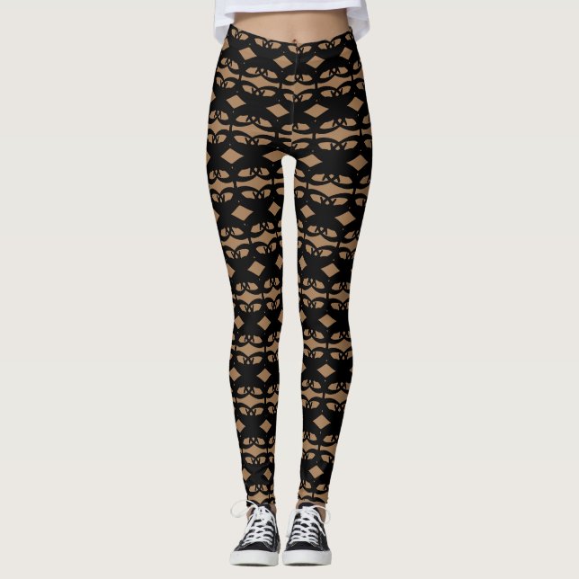 Modern Stilfull Svart och Beige Leggings (Framsida)