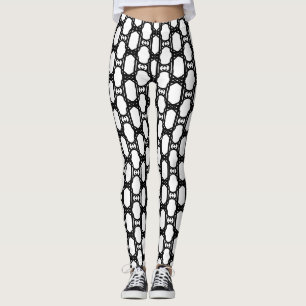 Modern Stilfull Svart Vit Geometrisk Mönster Leggings