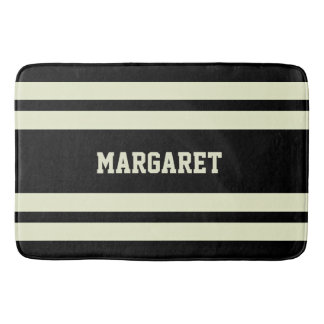 Modern stilfull svart vit monogramnamn badrumsmatt badrumsmatta