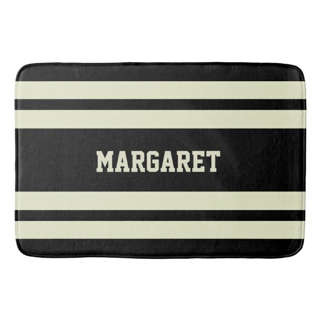 Modern stilfull svart vit monogramnamn badrumsmatt badrumsmatta (Framsidan)