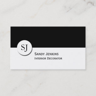 Modern stilfull svartvit Monogram Visitkort